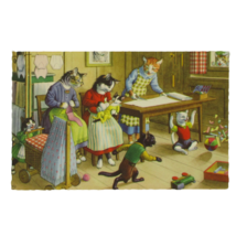 MAINZER ALMA Dressed Cats Postcard 4859 Children Playing Toys Sewing Mothers - £4.64 GBP