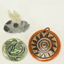Porcelain Pendant Sun Spiral &amp; Angel Cat Brooch and Koi fish Brooch Pendant - $9.79