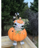 2023 Blue Sky Clayworks Halloween Cat Pumpkin Tealight Votive Candle Hol... - £47.80 GBP