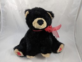 Kids of America Black Bear Plush 10 Inch Hearts Paws 2002 Stuffed Animal toy - $8.95