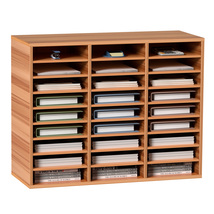 VEVOR 27 Compartments Wood Literature Organizer, Adjustable Shelves, White - $90.99