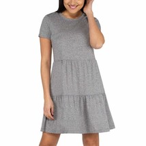 Dresses for Women Nicole Miller XS Gray Knit Tiered Short Sleeves Relaxed Fit - £21.24 GBP