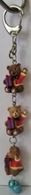 3 Teedy Bear In A Row-Red Clothes With Purple Present (Blue Blue Bell) K... - $10.00