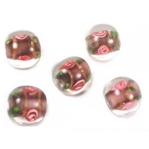 5 Purple Lampwork Beads Flowers Beading Jewelry 10mm - £7.10 GBP