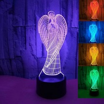 3D Angel Wing Night Light Lamp Illusion Night Light 7 Color Changing Touch Switc - £27.96 GBP