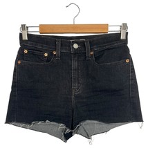 Levis Shorts Womens 27 Black High Rise Denim Raw Hem Cutoff Jean Retro 7... - $444.60 MXN