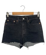 Levis Shorts Womens 27 Black High Rise Denim Raw Hem Cutoff Jean Retro 7... - $33.33 CAD