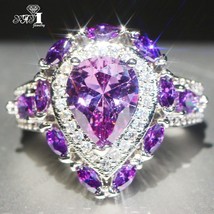 YaYI Jewelry Fashion  Princess Cut 12CT Purple Zircon Silver Color Engagement Ri - £8.31 GBP