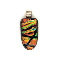 Vintage Signed Barbie Koncher Sterling Art Glass Multi Colored Dichroic Pendant - £51.75 GBP