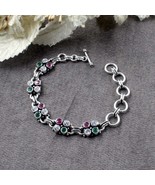 Real Silver Round Cut Stone Oxidized Bracelet Gift For Girls Women - $59.38