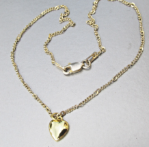 Vtg Italy Gold Sterling Silver Vermeil PUFFY HEART Charm Anklet Ankle Br... - $19.75