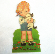 Vintage Valentine Card Mechanical Boy Puppy Dog Moving Eyes Arms Germany 20s-30s - £24.04 GBP
