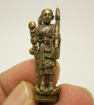 Thai mini brass amulet phra sivalee close disciple of lord Buddha blessed for we - £23.53 GBP