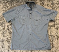 Kuhl Shirt Mens XL Stealth Button Up Short Sleeve Blue Check Outdoors Hiking - £19.45 GBP