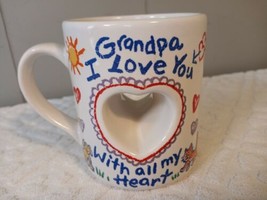 Vtg Patel &quot;Grandpa I Love You with All My Heart&quot; Coffee Tea Cup Mug Cut-... - $13.98