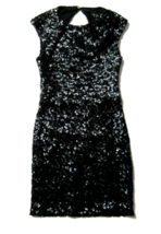 NWT Rachel Zoe Knott in Black Faux Vegan Leather Sequin Open Back Dress 6 $495 - £51.25 GBP