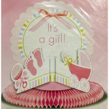 Baby Shower Honeycomb Centerpiece It&#39;s A Girl Table Top Decorations 12&quot; ... - $9.95