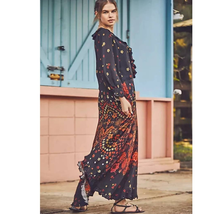 New Free People Talsey Maxi Dress $198 LARGE Black Floral  - £105.54 GBP