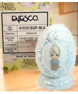1997 Precious Moments Figurine P/M BOY W/BASKET ON BLUE EGG-Enesco - $6.72 CAD