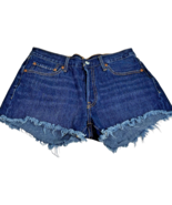 Levi&#39;s 501 Raw Hem Hidden Button Fly 32317-0028 Dark Blue Denim Shorts s... - $478.60 MXN
