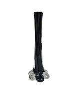 Snowflake Bud Vase In Black 8&quot; Tall Black Amethyst Purple Glass Vtg  - £19.06 GBP