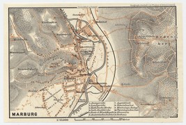 1900 Original Antique Map Of Marburg / Hessen Hesse Germany - £19.42 GBP