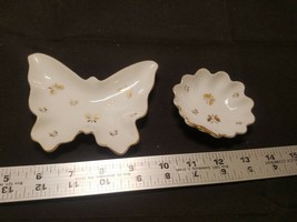 Vintage Porcelain Nut Dishes By Lenwille China Set of 2 Butterfly, Shell Japan - £11.17 GBP