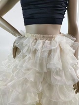 Ivory White Puffy Tulle Skirt Horse Hair Elastic Waist Knee Length Layered Skirt image 3