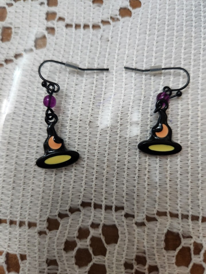Spooky Nights Avon Halloween Black Enamel Witches Hat Original Box Item image 2