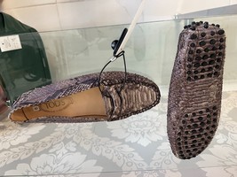 LOUIS VUITTON Python Snakeskin &amp; Leather Driving Shoe/Loafers Sz 37.5 $1400 - $791.90