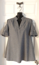 SJ Mailer Black &amp; White Gingham Flare Tunic Top Womens Fits M L I Love Lucy S - £4.67 GBP
