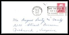 1955 US Cover - Richmond, Virginia to Richmond, VA F2 - £2.32 GBP