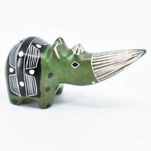 Crafts Caravan Carved Soapstone Green Rhinoceros Rhino Figurine Made in ... - $13.85