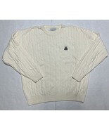 Vintage IZOD Cable Knit Ribbed Crew Neck Ivory PULLOVER SWEATER Men&#39;s XL... - $443.20 MXN