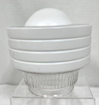 Vintage White Clear Hanging Lamp Shade Round Deco Look 6 3/8 L Opening 3... - €25,25 EUR