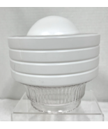 Vintage White Clear Hanging Lamp Shade Round Deco Look 6 3/8 L Opening 3... - $537.54 MXN