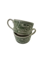 Vintage GREEN Coffee Tea Cup Horse and Carriage Made in USA - $11.83