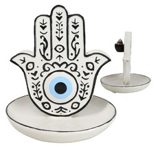 Wicca Hand of God Hamsa Palm Evil Eye Ceramic Backflow Incense Holder Fi... - $32.99