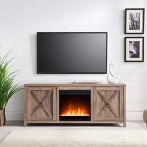 Modern Farmhouse TV Stand Crystal Electric Fireplace Insert TVs up to 65-In Gray - £263.31 GBP