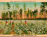 Generic Greetings Cotton Field Montezuma Georgia GA UNP Linen Postcard S21 - £15.53 GBP