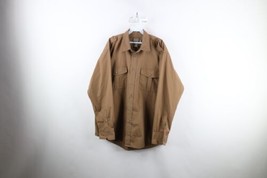 Vintage Cabelas Mens Size Large Tall Distressed Safari Bush Button Shirt Brown - £34.75 GBP