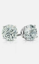 5Ct Round Created Diamond Earrings Studs Real 14CT White Gold Finish Screw Back - £79.05 GBP