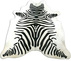 Zebra Cowhide Rug Size: 7&#39; X 6&#39; PROMO Standard Zebra Print Brazil Cow Hide Rug - £133.25 GBP