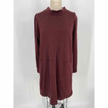 COS Mock Neck Sweatshirt Dress Sz M Burgundy Wine Modest Minimalist Classic - £38.71 GBP