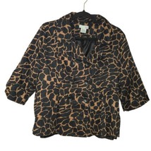 Luii Womens XL Blazer Animal Print Leopard 3 Button Lined Jacket Pockets - £12.39 GBP