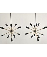Pair Of Mid Century Style Black Painted Sputnik Chandelier Home Interior Light - $354.07