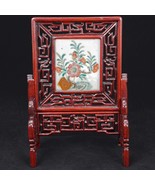 Chinese Painted Porcelain and Rosewood Table Screen Republic Period - £191.03 GBP