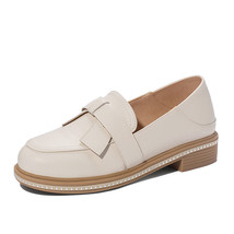 Women Flats Loafers Concise Butterfly-Knot Genuine Leather Shoes Plus Size 34-43 - £63.69 GBP