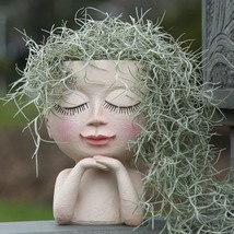 Cute Succulent Planter - Face Planter Flower Pot - Kawaii, (Doll Meditat... - $31.92
