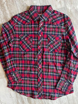 Men’s Large Wrangler Pearl Snap Flannel Western Shirt - £13.40 GBP